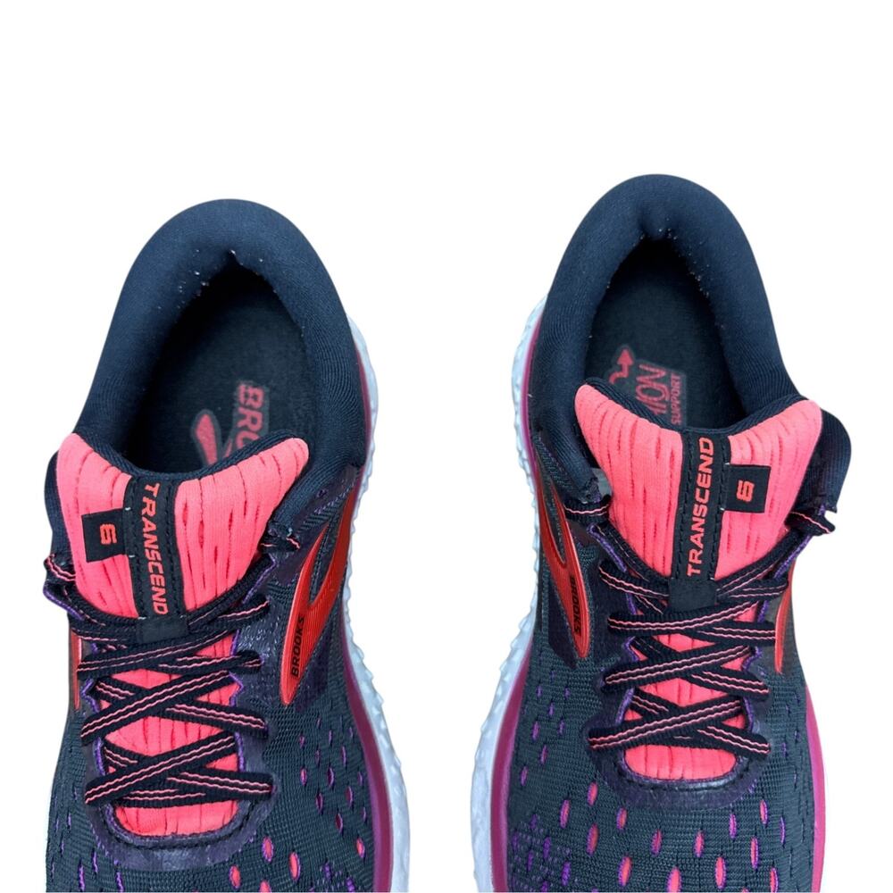 Brooks Transcend 6 Running Shoes Womens 8 Black Purple Coral Athletic Sneakers - Picture 8 of 13